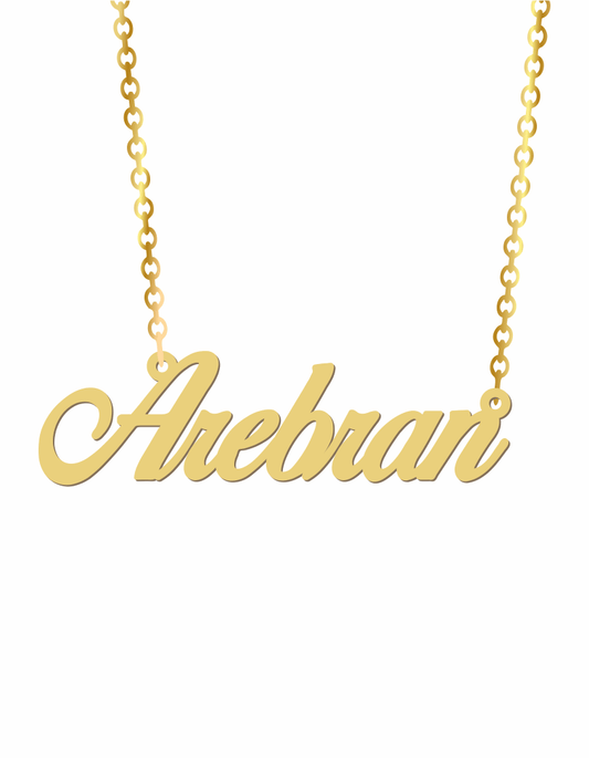 22k Yellow Gold Name Necklace Birds