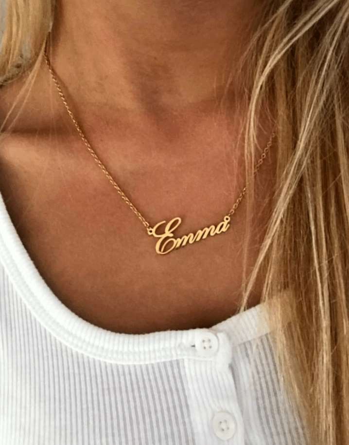 22k Yellow Gold Name Necklace Birds