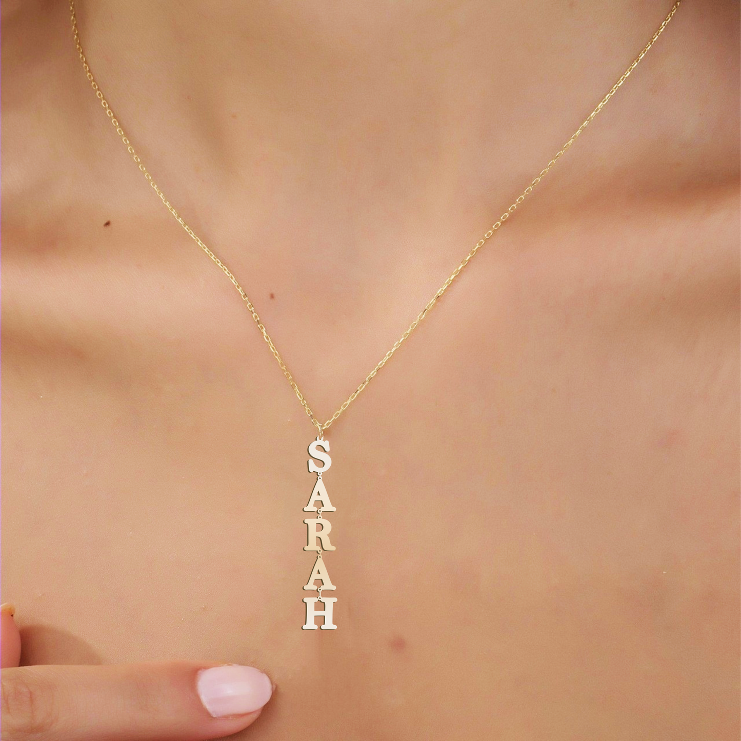 Vetical Initials Name Necklace