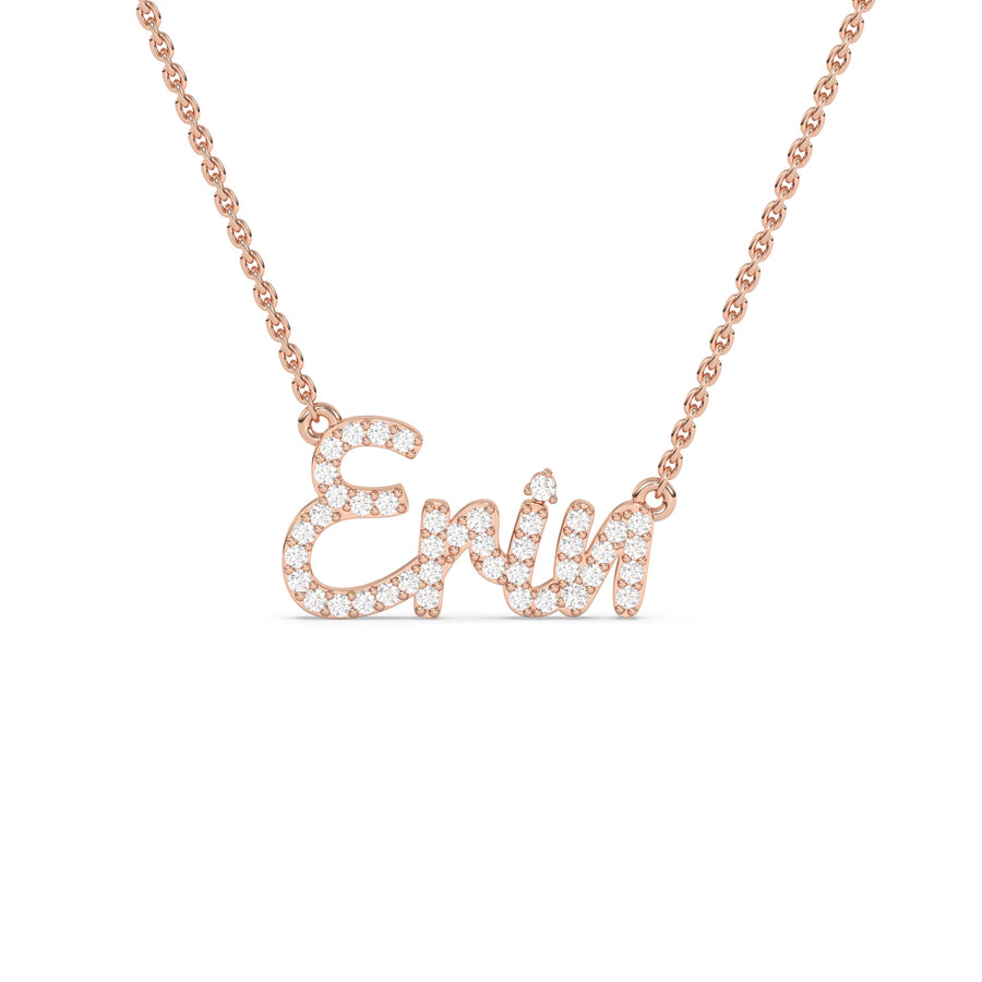 18k Rose Gold & Diamonds Name Necklace