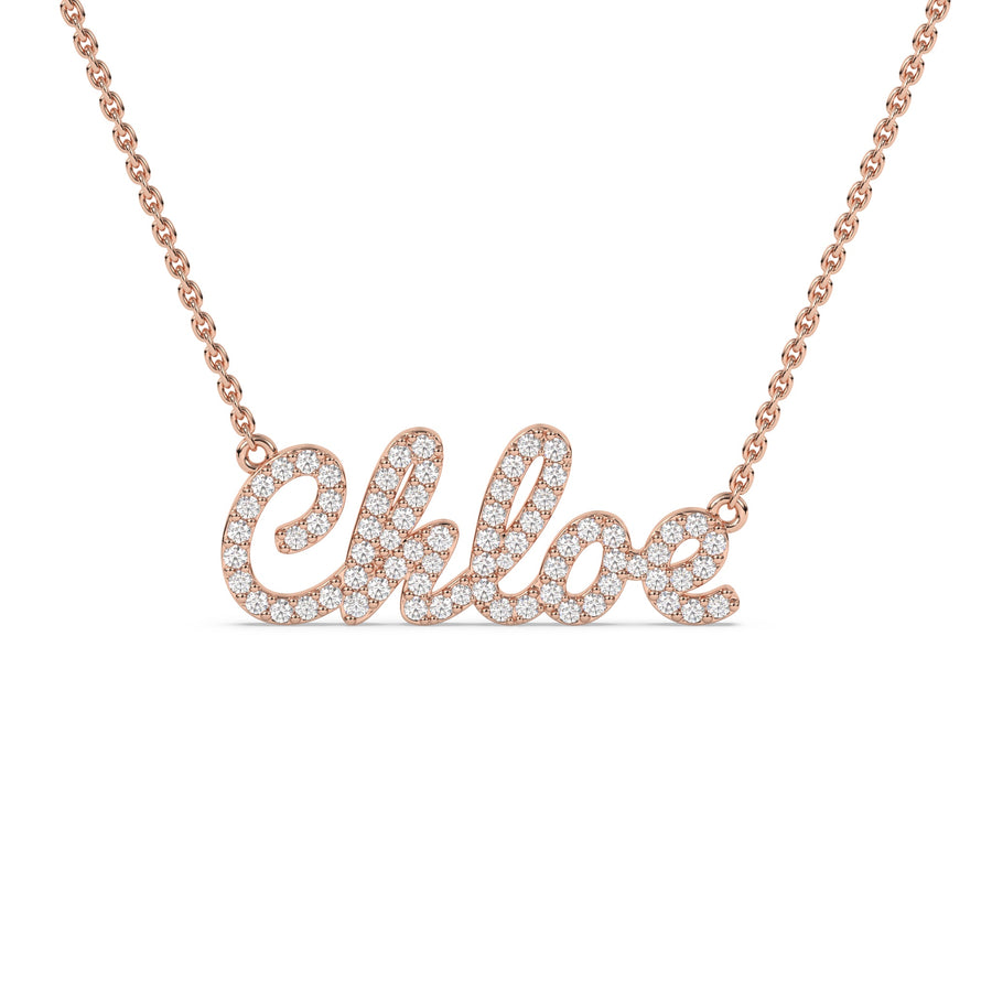 9k Rose Gold & Diamonds Name Necklace