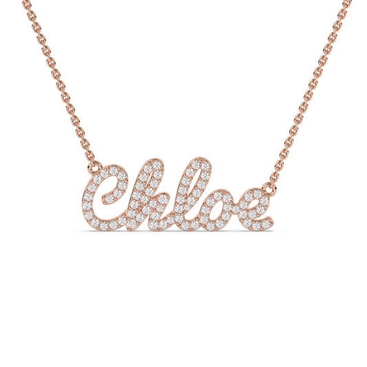 9k Rose Gold & Diamonds Name Necklace